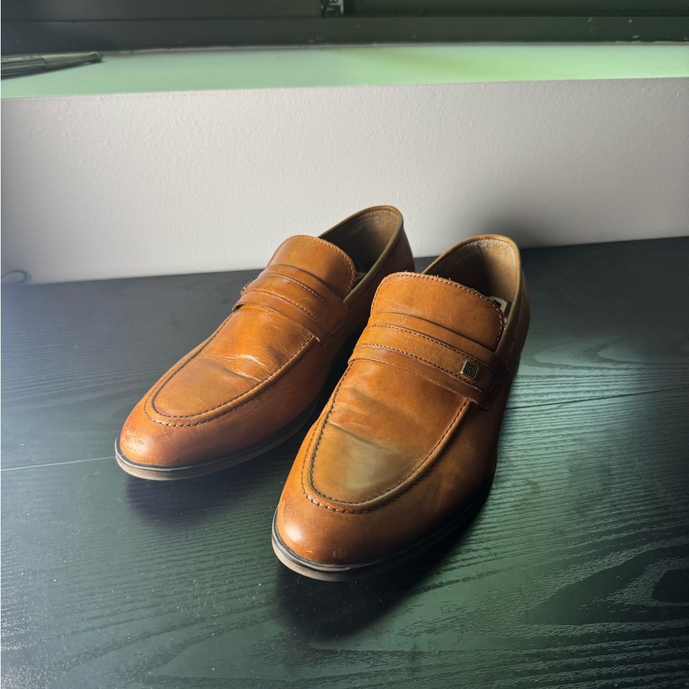Next Brown Leather Slip-On Loafers